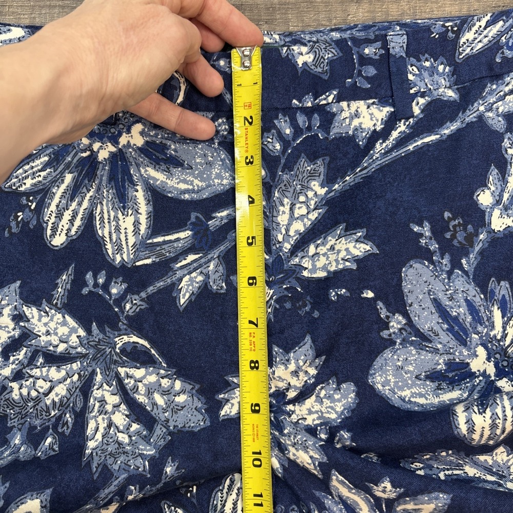 Lauren Ralph Lauren Women's 14‎ Crop Floral Pant Navy Cotton Stretch Pockets NEW - Picture 10 of 11